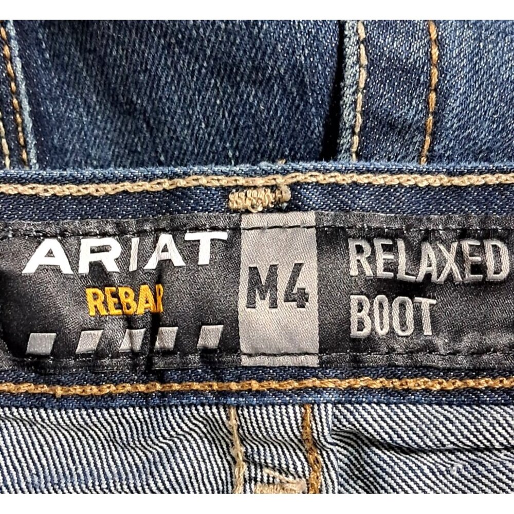 Ariat Rebar Jeans Mens 38 Relaxed Boot M4 Blue Denim - Picture 2 of 16